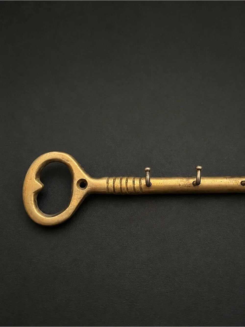 Vintage Brass Key Holder Wall Rack Made in Taiwan 10.5